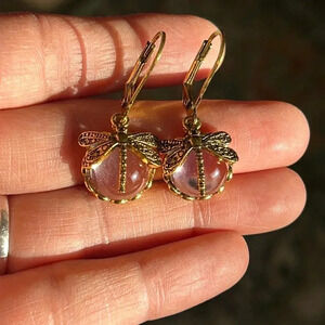 Dragonfly Faux Crystal Earrings in light purple